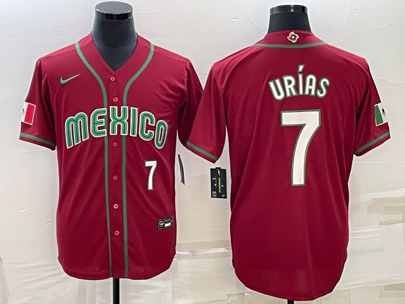 Men 2023 World Cub Mexico #7 Urias Red Nike MLB Jersey17